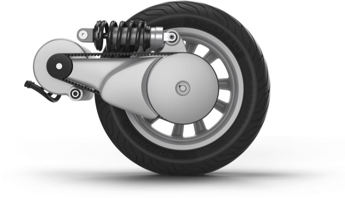 Il powertrain di uno scooter Etergo: ad esclusione delle batterie... è tutto qui!